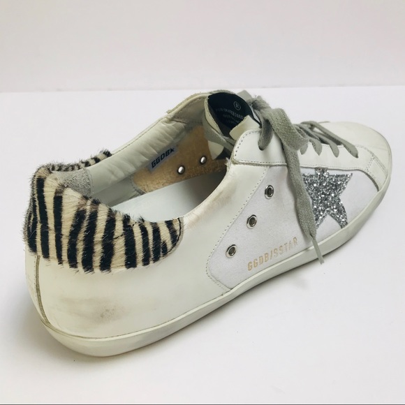 GOLDEN GOOSE Zebra Glitter Superstar Sneakers 40 - Picture 9 of 15